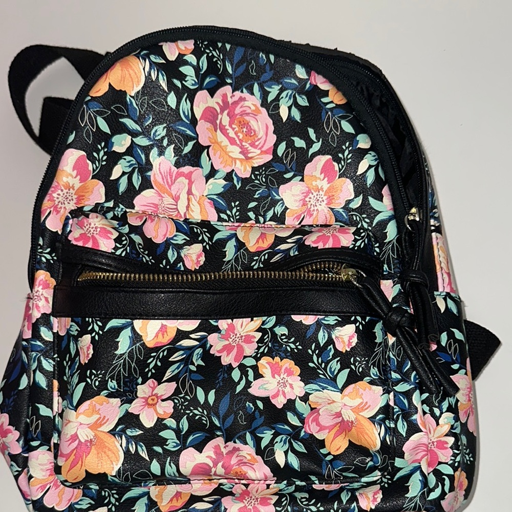 Floral Black Backpack
